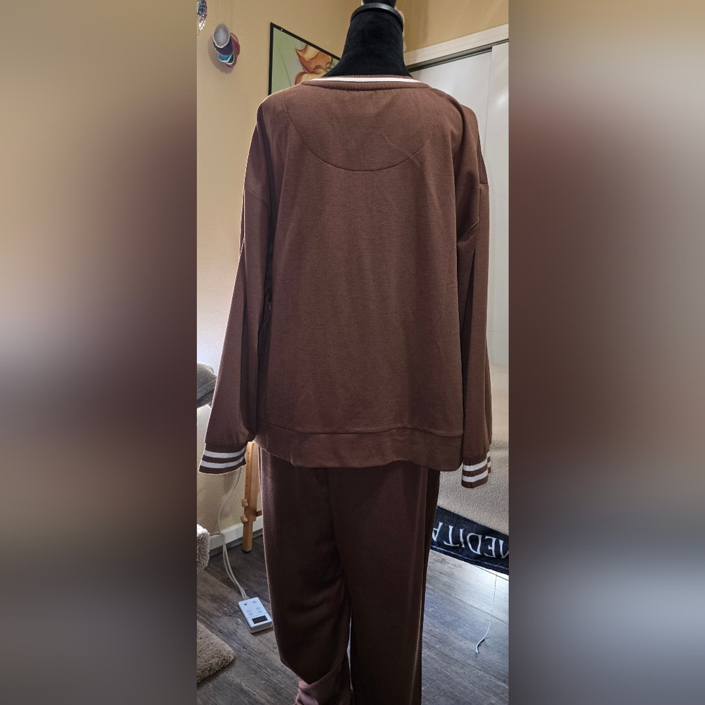 Muk Luks 1x Brown Women's Jog Suit (F) - Picture 5 of 11